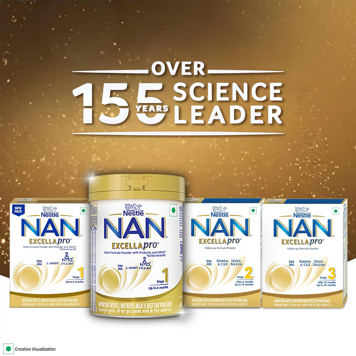 Nestlé NAN EXCELLAPRO Nan Stage 3 Follow-Up Formula Milk Powder For Babies, 12-24 months, With DHA, ARA, 400g Pouch in Box