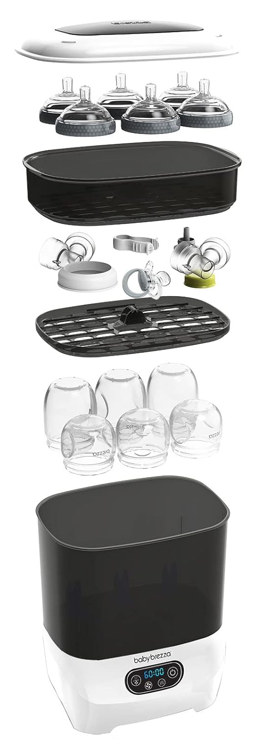 Baby Brezza Baby Bottle Sterilizer and Dryer Advanced Electric Steam Sterilization Machine Universal Sterilizing for All Bottles: Plastic + Glass + Pacifiers + Breast Pump Parts - HEPA Filtration