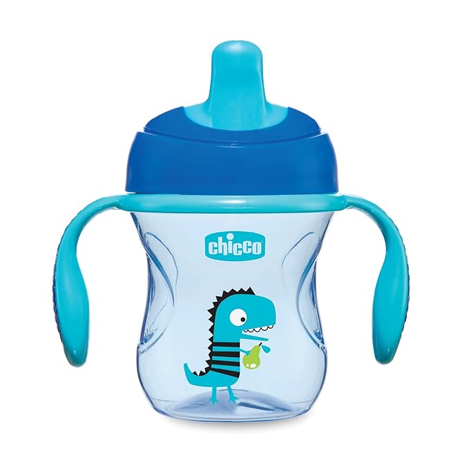 Chicco Training Cup for Babies, 200ml | Semi Soft Bite Resistant Spout Sipper (6+ months) | Spill-Proof | Easy-Grip | BPA-free Material