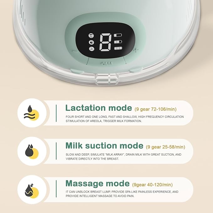 Baybee Slim Wearable Electric Breast Pump for Mothers, Automatic Breast Pump with 150ml Storage, 3 Phase Pumping Modes, 3 Modes & 9 Level Suction Adjustment | Electrical Hands Free Breast Milk Pump