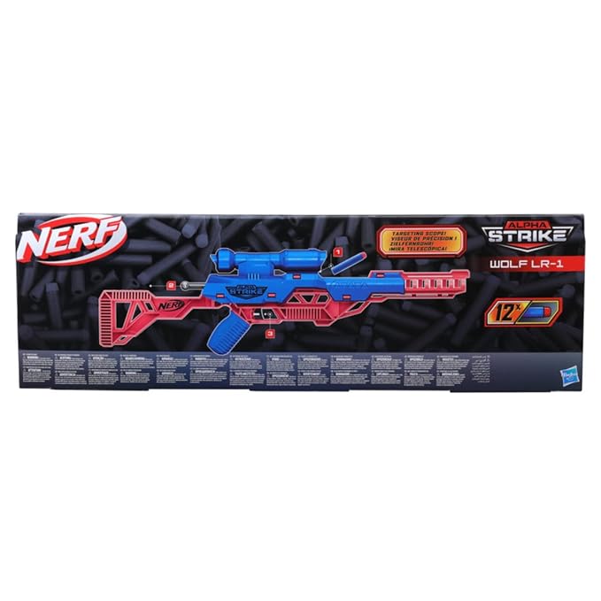 Nerf Alpha Strike Wolf LR-1 Blaster with Targeting Scope, 12 Nerf Darts, Christmas Gift, Toys for Kids Teens and Adults, Christmas Toy for Boys, Birthday Gift Toy for Kids Ages 8+, Best Xmas Gif