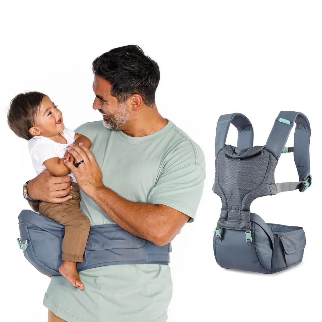 Infantino Hip Rider Plus 5-in-1 Carrier With Extra Padded Seat, Straps, and Waist Belt, 5 Ways to Carry (5.5-20.4 kgs) Grey