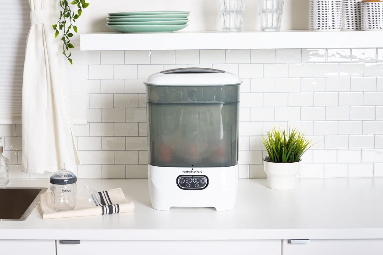 Baby Brezza Baby Bottle Sterilizer and Dryer Advanced Electric Steam Sterilization Machine Universal Sterilizing for All Bottles: Plastic + Glass + Pacifiers + Breast Pump Parts - HEPA Filtration