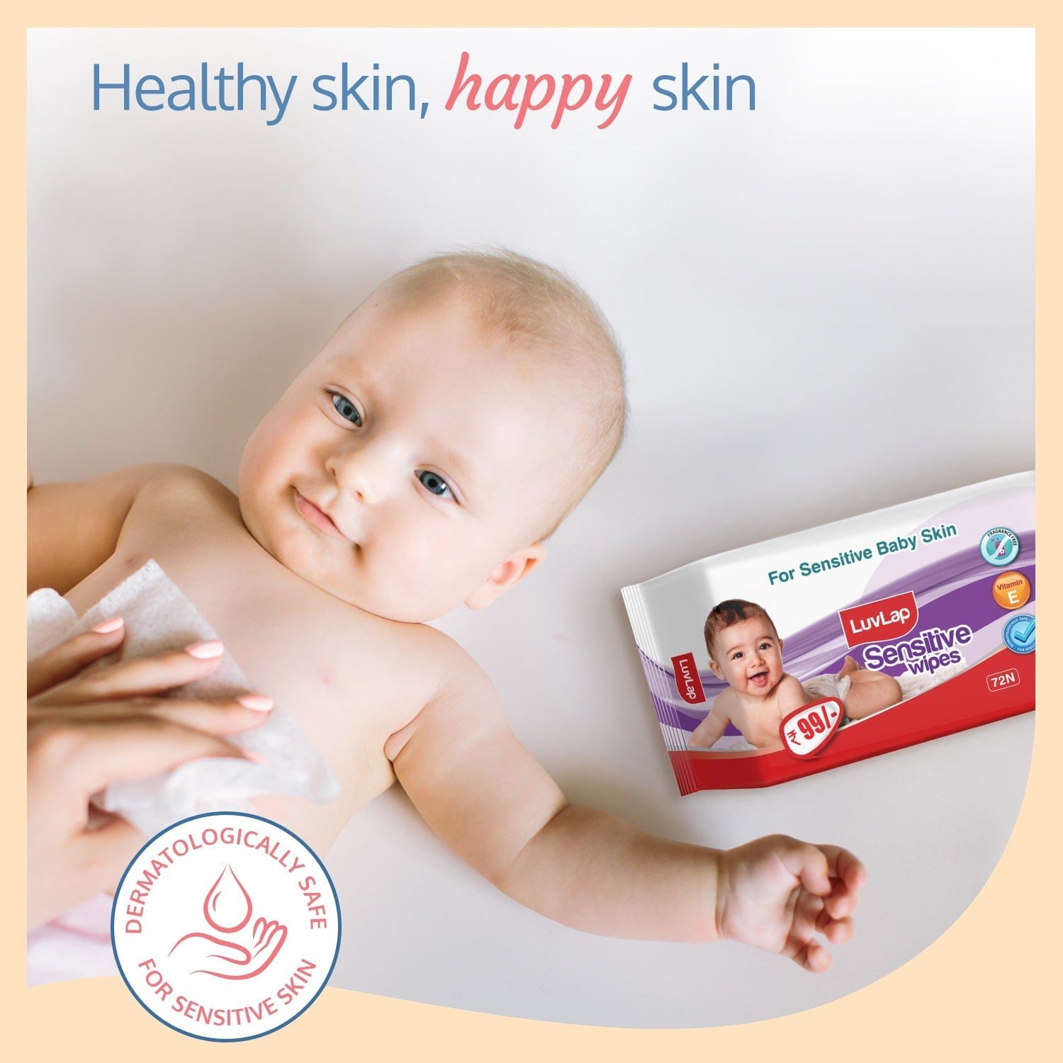 LuvLap Sensitive Baby Wipes, 72 Pcs