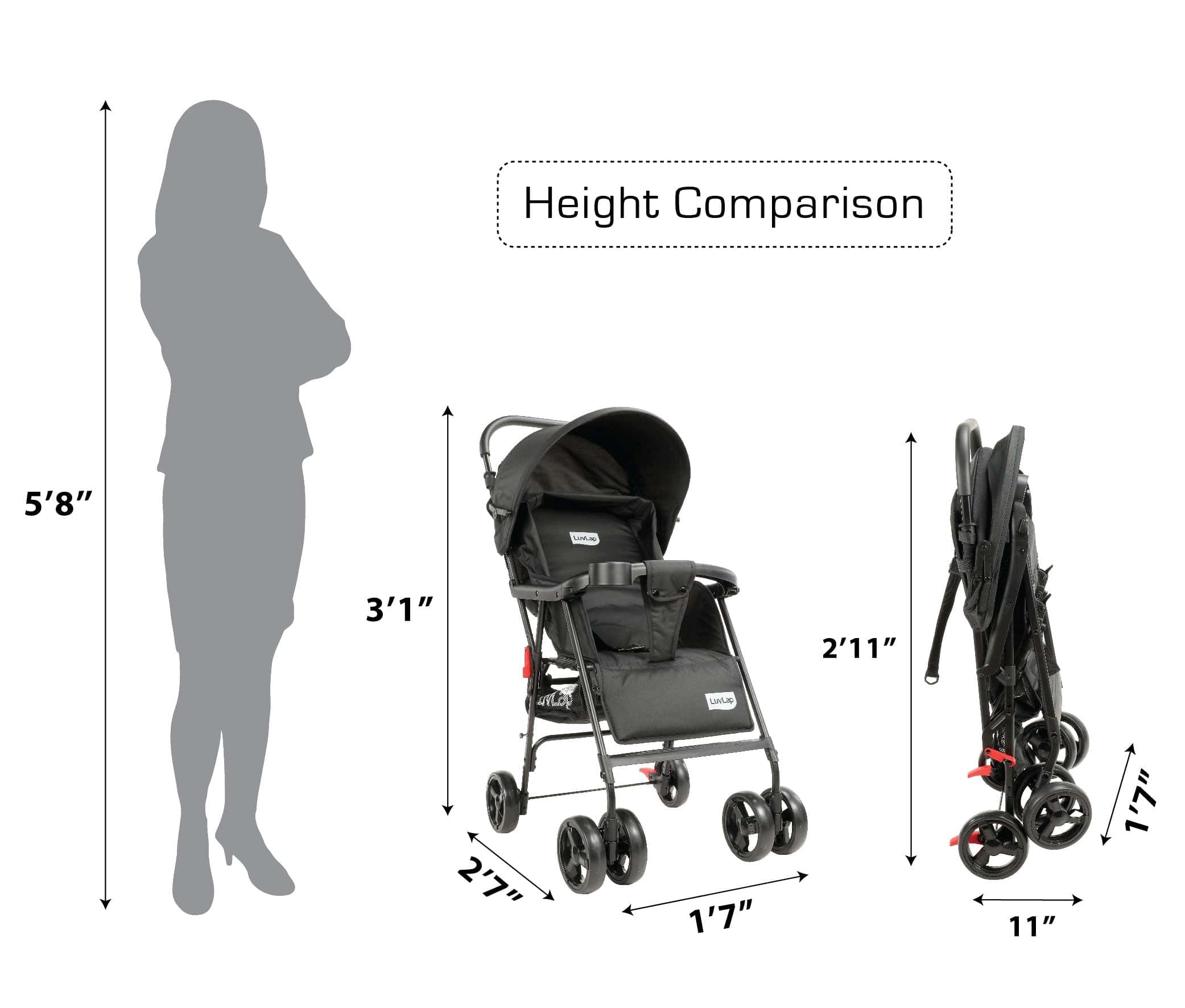 luvlap Delight Stroller, Black