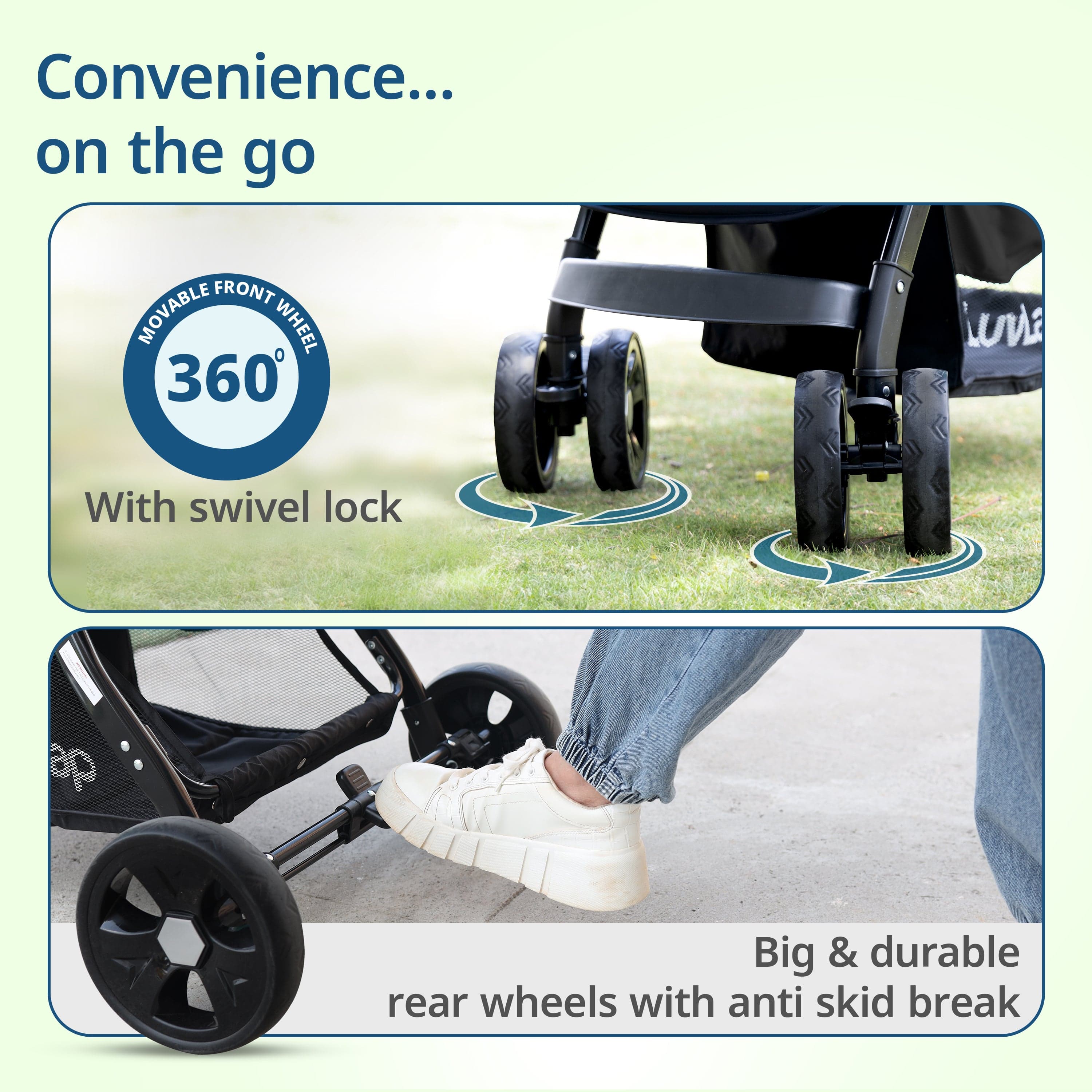 luvlap Galaxy Baby Stroller, Pram for Baby with 5 Point Safety Harness, Spacious Cushioned seat with Multi Level seat Recline, Easy Fold, Lightweight Stroller for 0 to 3 Years (Black)