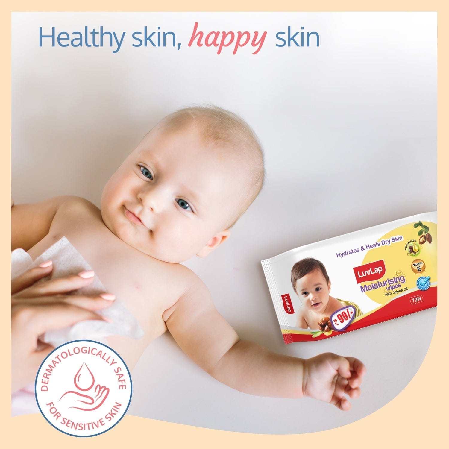LuvLap Baby Wipes With Jojoba Oil - Pack Of 3