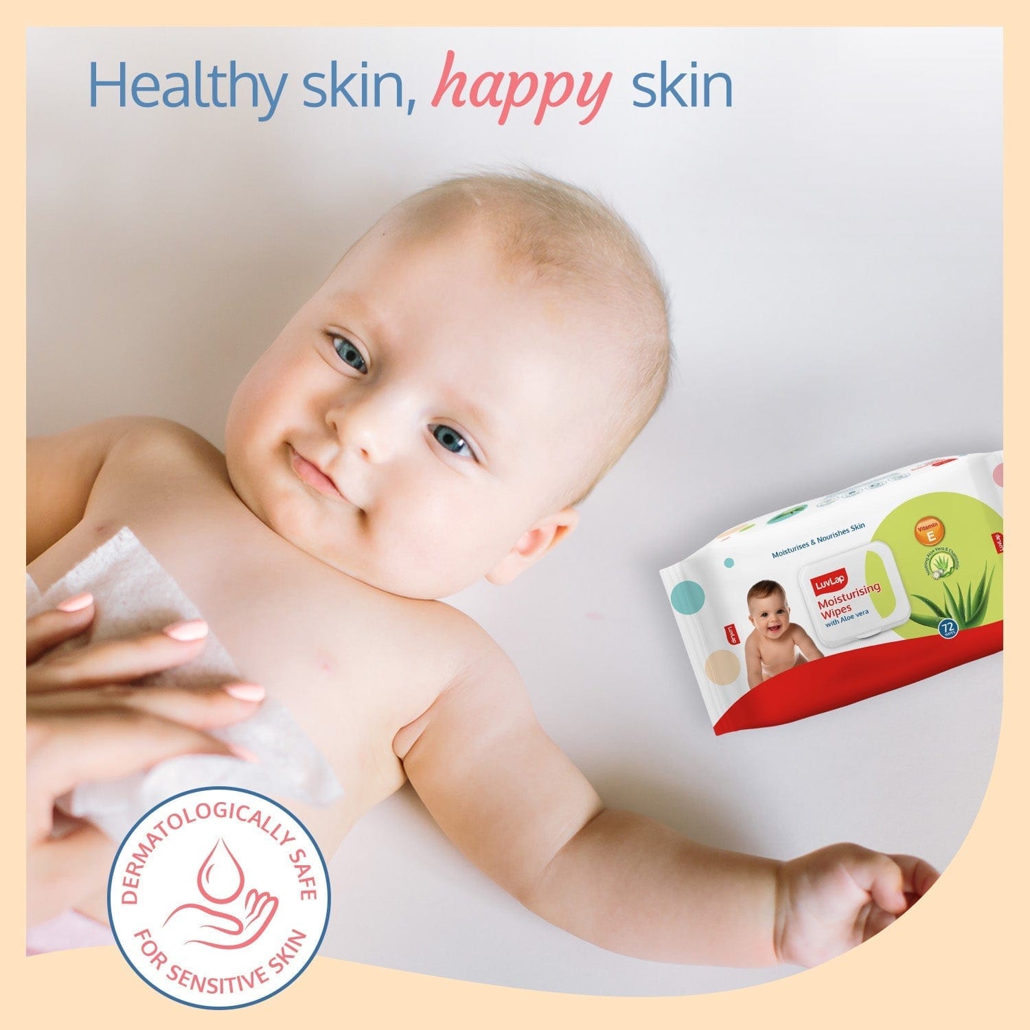 LuvLap Baby Wipes with Aloe Vera, with Flip-top Lid - Pack of 3