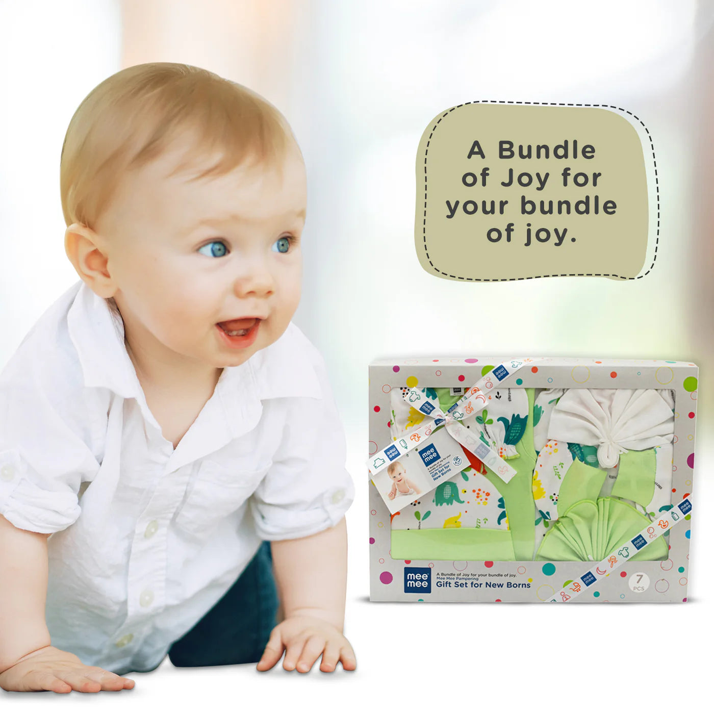 Soft Cotton New Born Baby Gift Set for Baby Boys, Baby Girls-7pcs