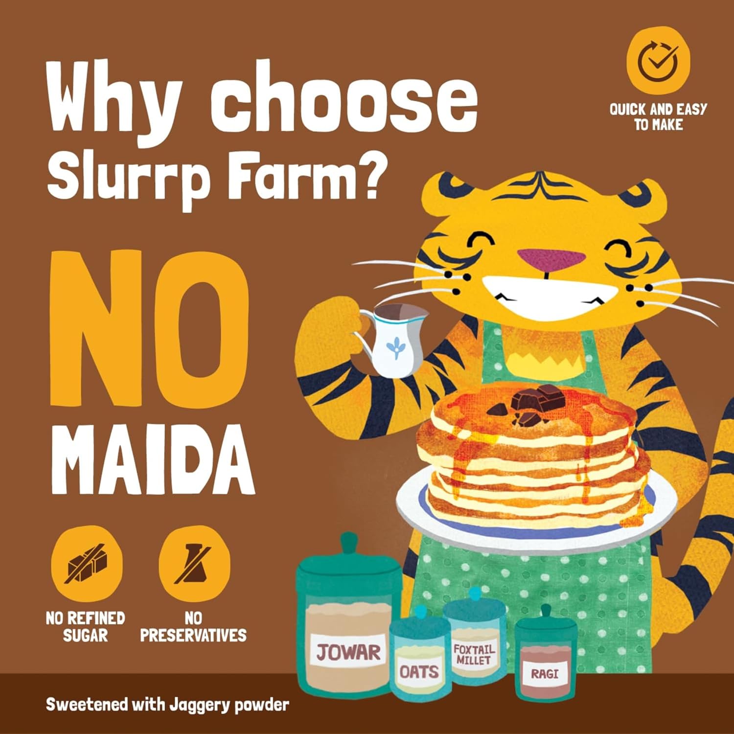 Slurrp Farm Instant No Maida Millet Pancake Mix | Chocolate, 150 G