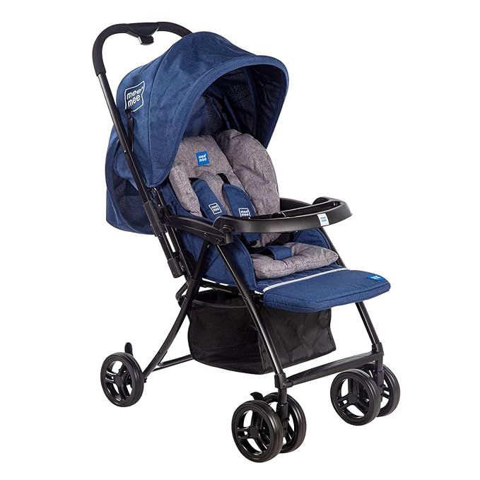 Mee Mee Easy to Push Baby Stroller Pram with Quick One Hand Folding | Comfortable Seating | Fully Rotating Wheels | Feeding Tray for New Born Baby/Kids, 0-4 Years