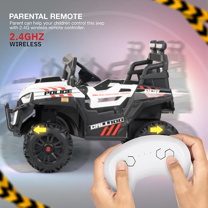 Baybee Police Edition Battery Operated Jeep for Kids | Rechargeable Ride on Toy Car with Lights & Music | Big Battery Kids Car | Electric Jeep for Kids to Drive 3 to 8 Years Boy Girl