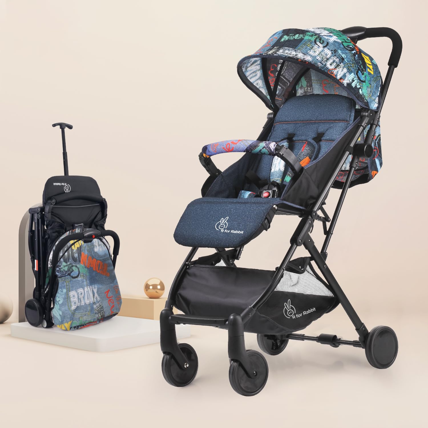 Pocket Stroller Lite - One Hand Fold, Multi Recline, Light Weight, Travel Friendly, Adjustable Canopy, Steel Frame, Link Brake, 0-3 Years