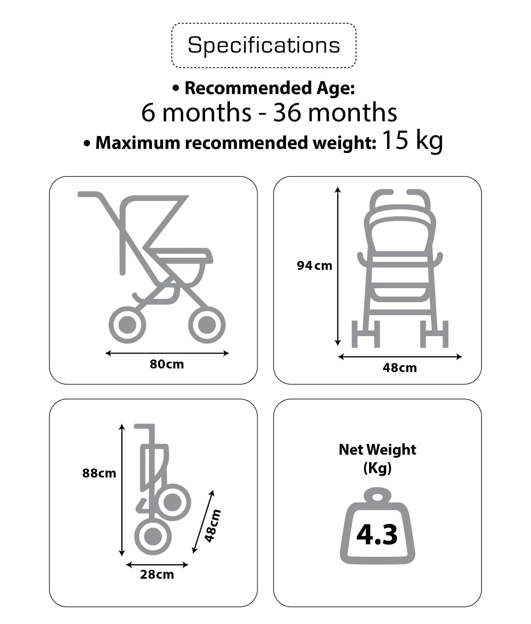 luvlap Delight Stroller, Black