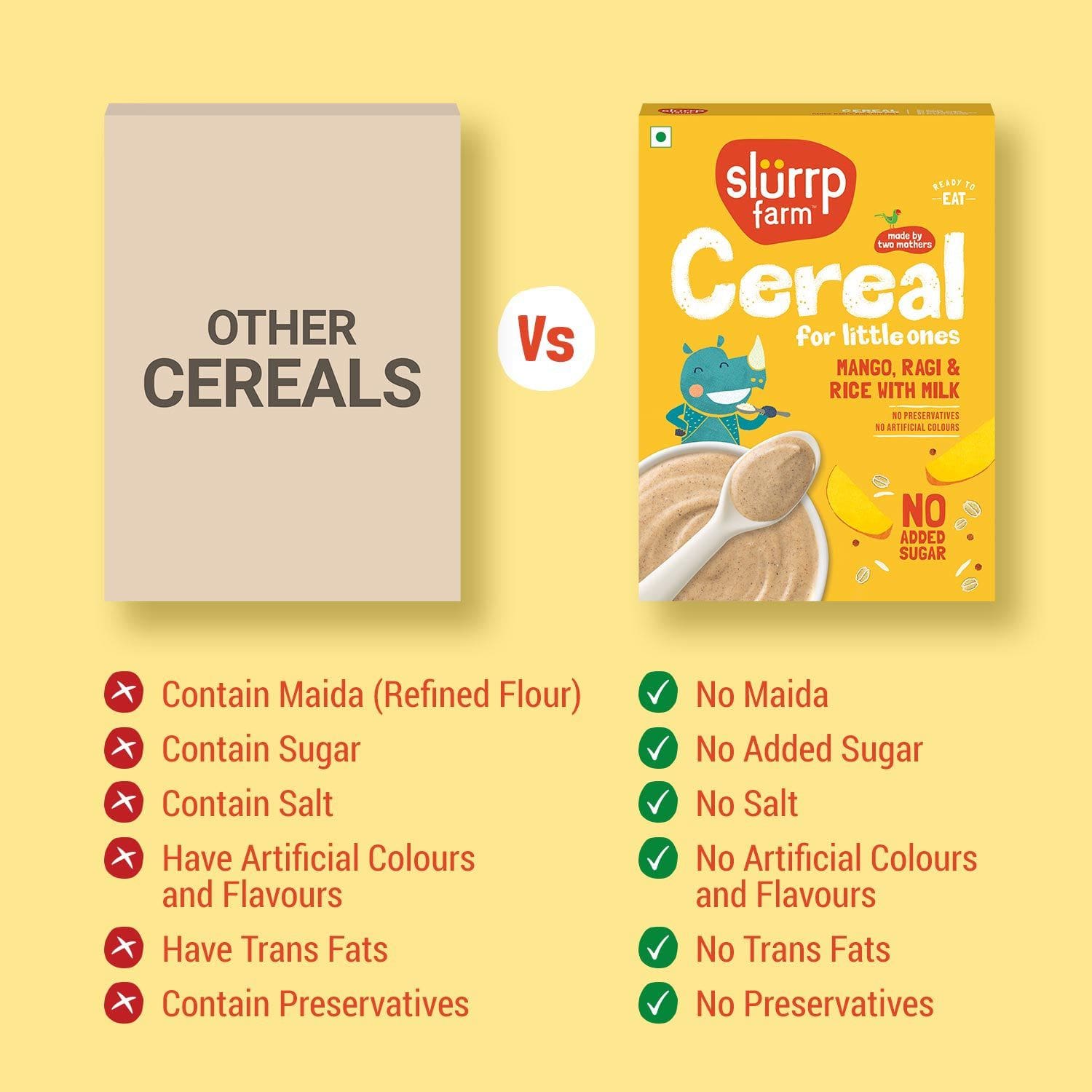 Slurrp Farm Mango, Ragi and Rice Cereal with Milk | 200g