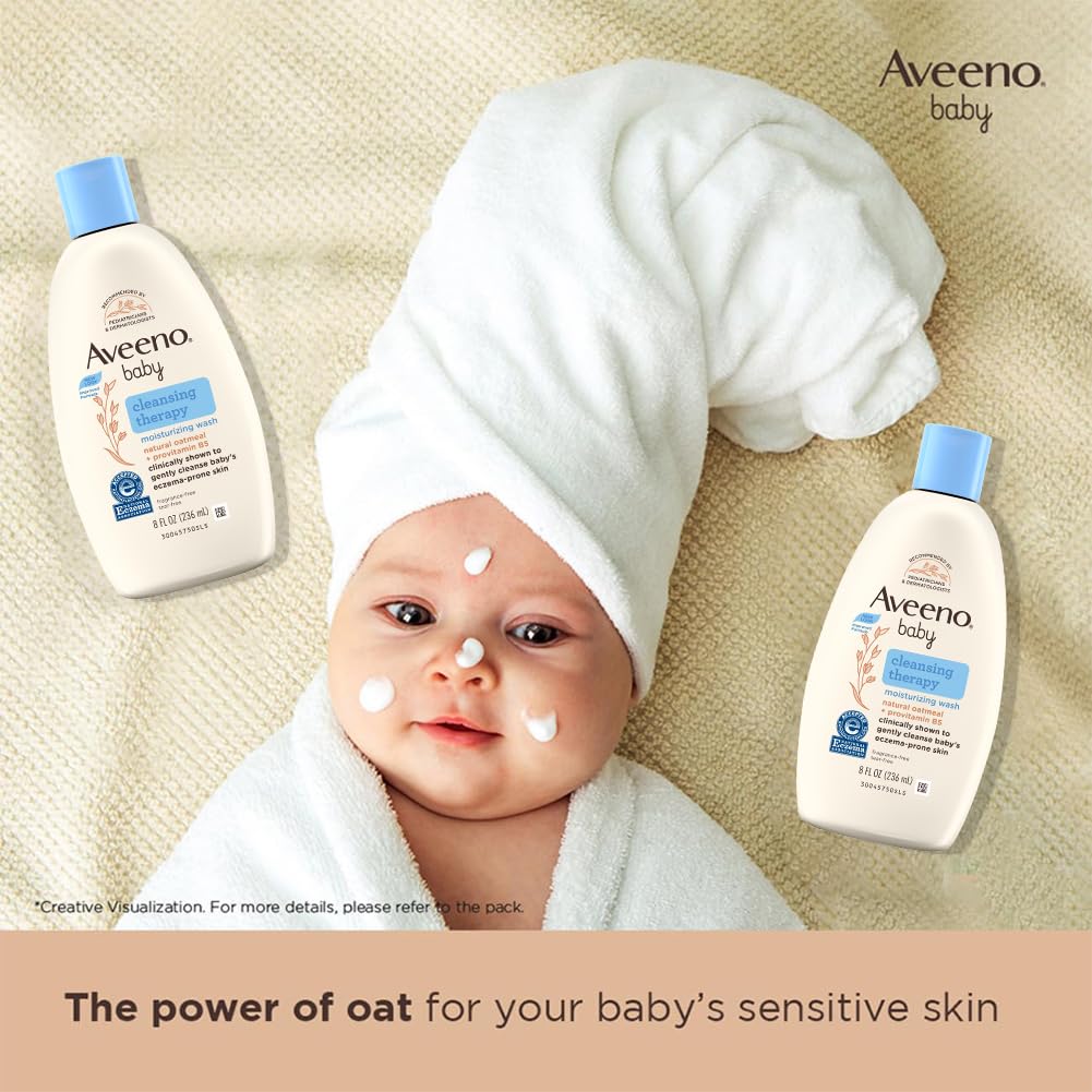 Aveeno Baby Soothing Relief Moisture Cream 227g | 24-Hour Protection for Dry, Itchy or Sensitive Skin | Natural oat extract | Fragrance-free, paraben-free, Hypoallergenic | US #1 Pediatrician recommended