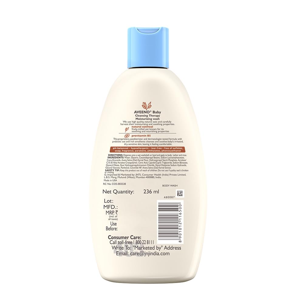Aveeno Baby Soothing Relief Moisture Cream 227g | 24-Hour Protection for Dry, Itchy or Sensitive Skin | Natural oat extract | Fragrance-free, paraben-free, Hypoallergenic | US #1 Pediatrician recommended