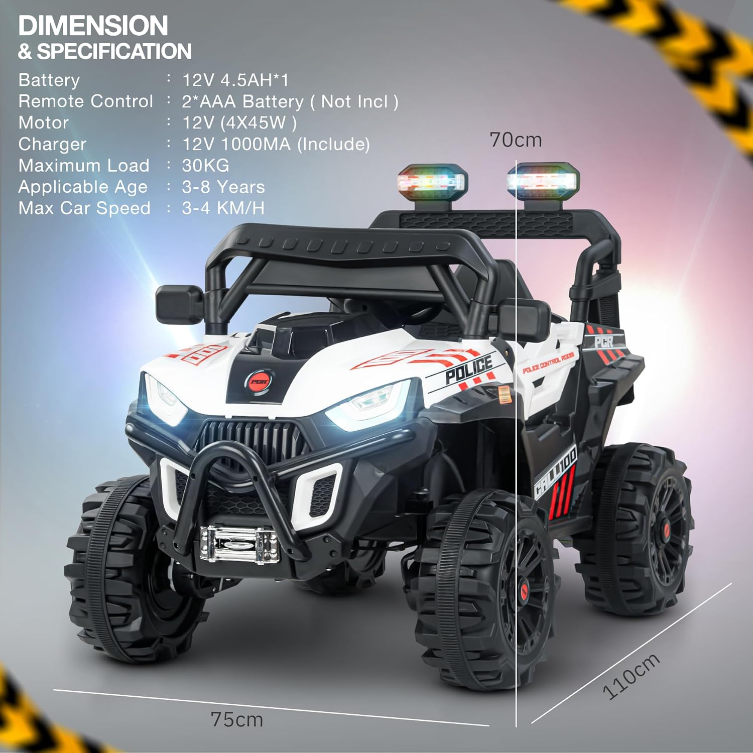 Baybee Police Edition Battery Operated Jeep for Kids | Rechargeable Ride on Toy Car with Lights & Music | Big Battery Kids Car | Electric Jeep for Kids to Drive 3 to 8 Years Boy Girl