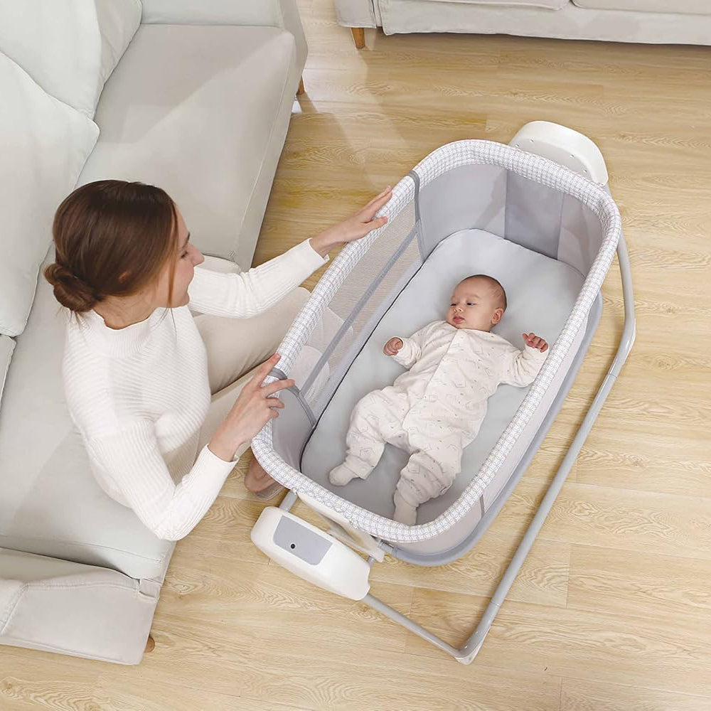 Mastela Deluxe 4 in 1 Bassinet, Cradle Swing & Bedside Sleeper for Birth to 36 Month Kids (White)