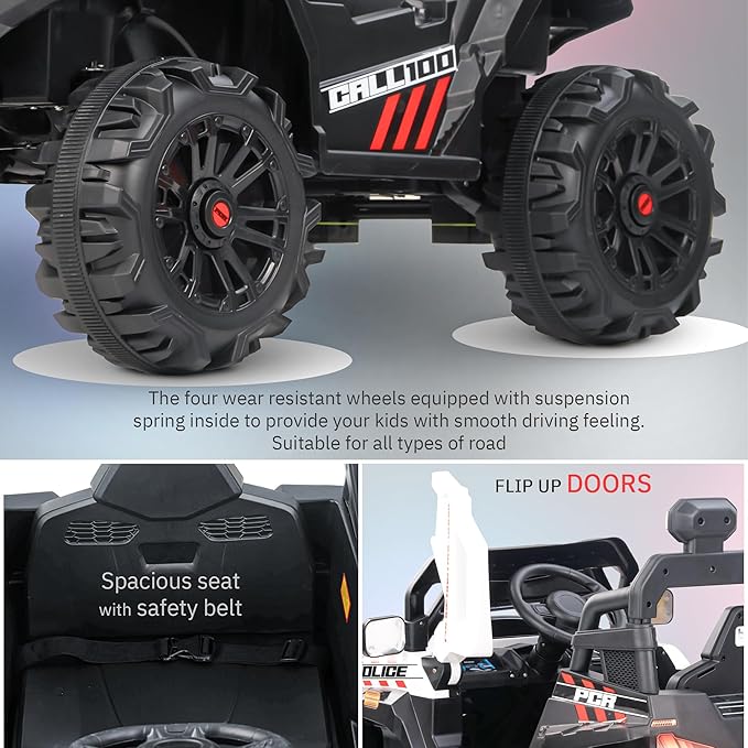 Baybee Police Edition Battery Operated Jeep for Kids | Rechargeable Ride on Toy Car with Lights & Music | Big Battery Kids Car | Electric Jeep for Kids to Drive 3 to 8 Years Boy Girl