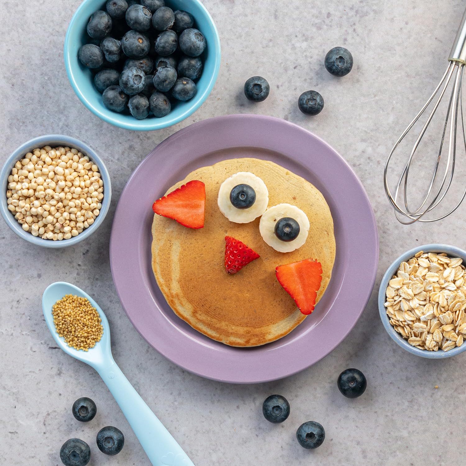 Slurrp Farm No Maida Pancake Mix | Instant Breakfast Mix made with Oats and Jowar | 100% Vegetarian Eggless Healthy Breakfast for Kids & Adults | With Real Blueberries- 150g