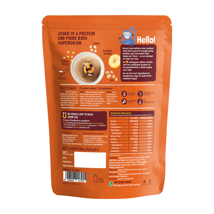 Slurrp Farm Classic Millet Pancake Mix, 150G