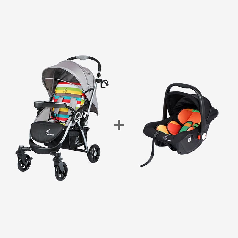 Chocolate Ride Stroller + Picaboo 4 in 1 Multipurpose Baby Carry Cot