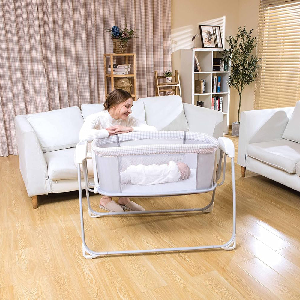 Mastela Deluxe 4 in 1 Bassinet, Cradle Swing & Bedside Sleeper for Birth to 36 Month Kids (White)