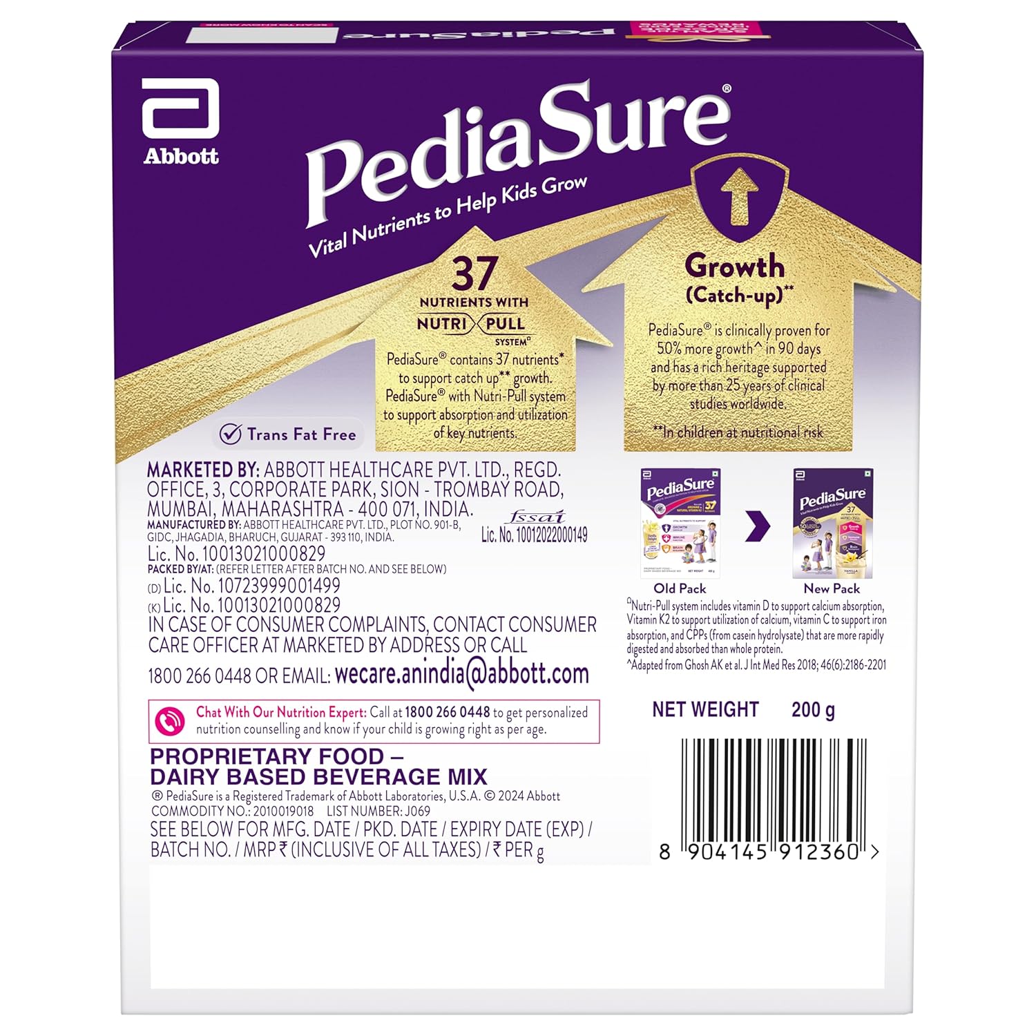 Pediasure Health and Nutrition Drink Powder 200g, Vanilla,Scientifically Designed Nutrition for Supporting Kids Growth