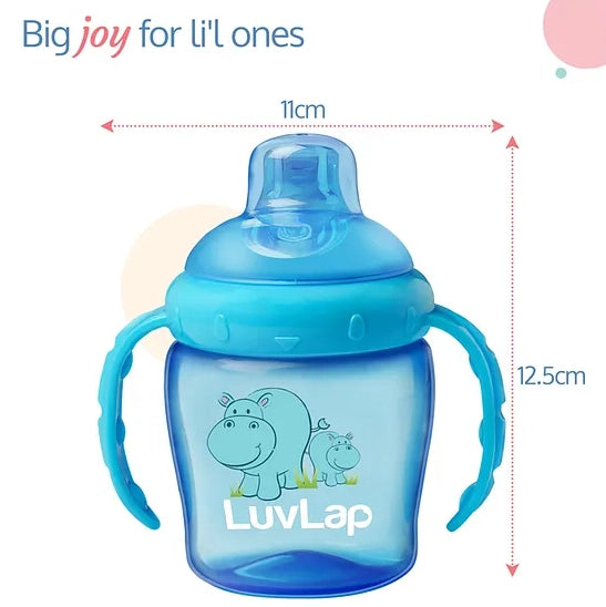 LuvLap Hippo Spout Sipper for Infant/Toddler, 225ml, Anti-Spill Sippy Cup with Soft Silicone Spout BPA Free, 6m+