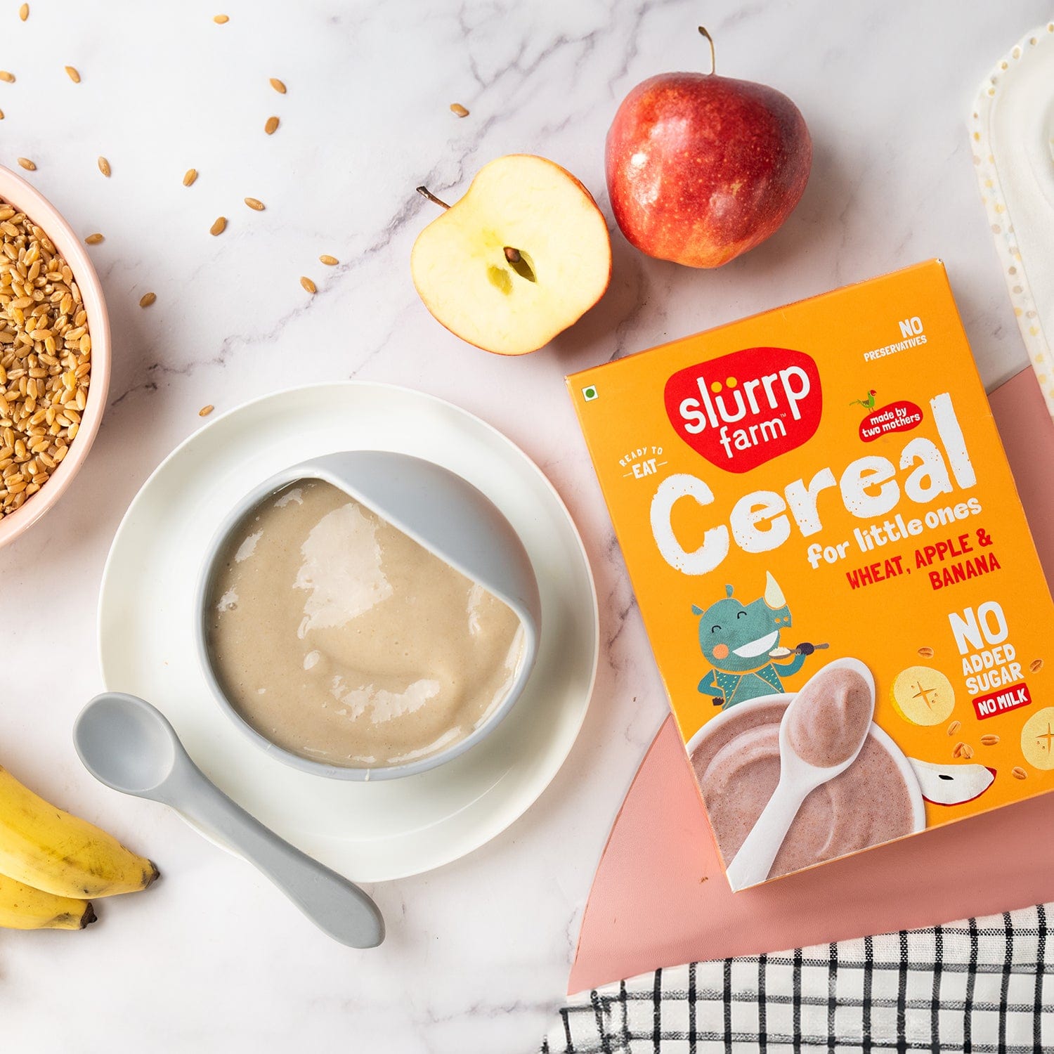 Slurrp Farm Instant Healthy Cereal | Wheat, Apple & Banana Cereal | 300g