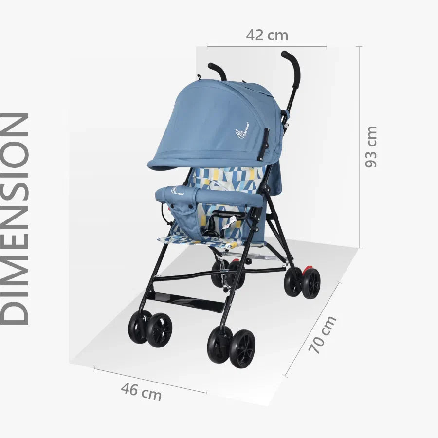 Pixie Buggy Stroller - Easy to Fold & Store, UV Sun Protection Canopy, Rear Brakes, Storage bag