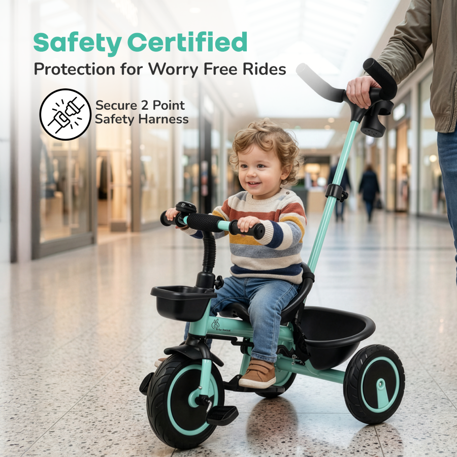 R for Rabbit Tiny Toes R20 Plus Tricycle for Kids with Safety Certification, Plug-and-Play Design, Rubber Wheels & Steel Frame