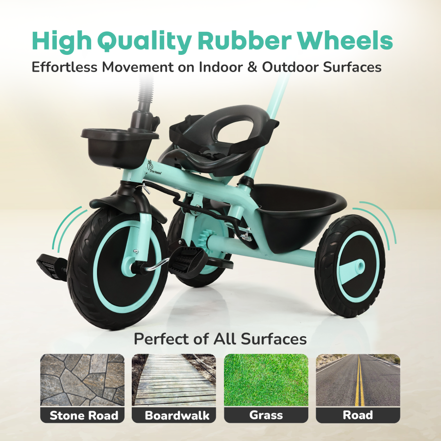 R for Rabbit Tiny Toes R20 Plus Tricycle for Kids with Safety Certification, Plug-and-Play Design, Rubber Wheels & Steel Frame