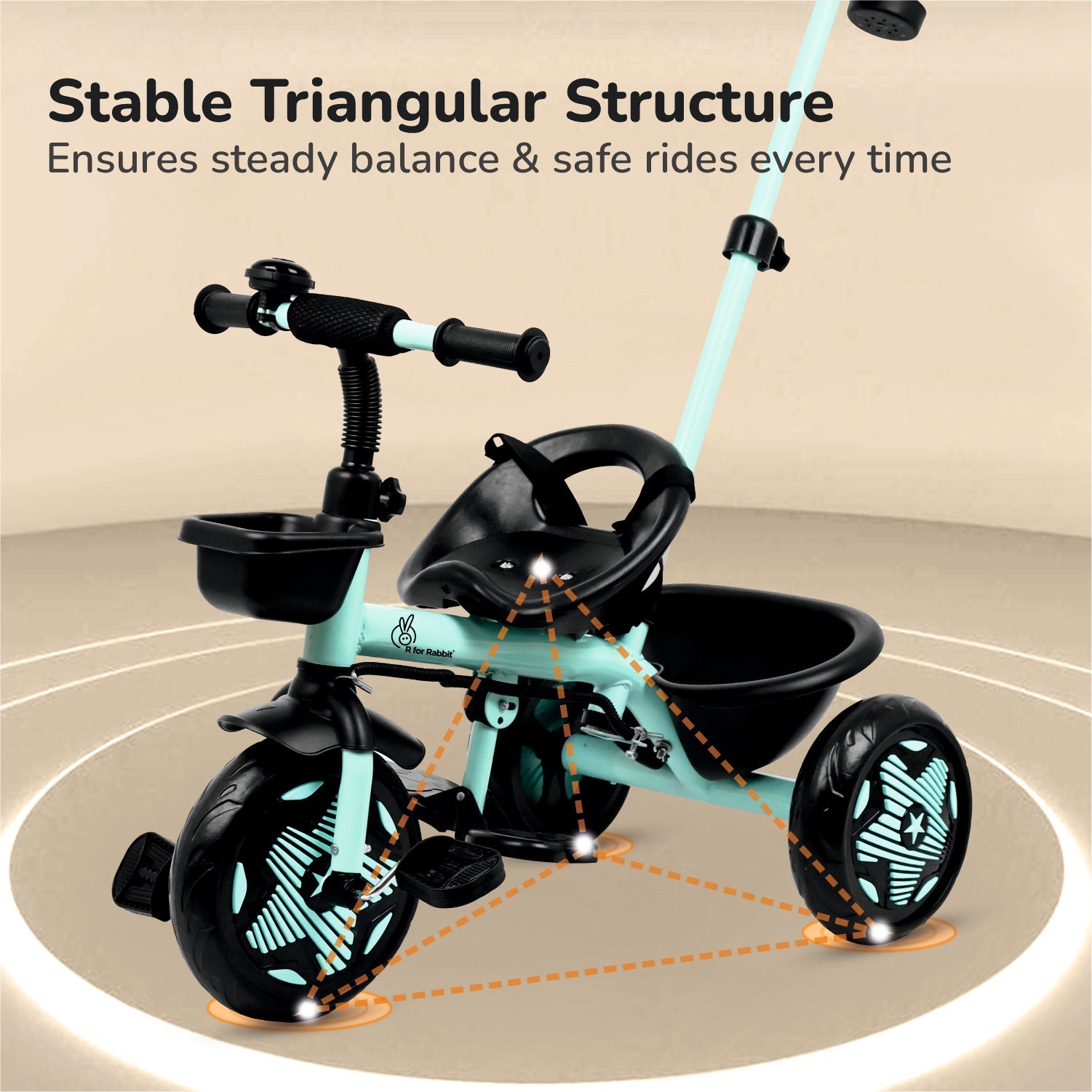 R for Rabbit Tiny Toes R20 Ace Baby Tricycle – Smart Plug & Play Trike with Parental Control & EVA Wheels