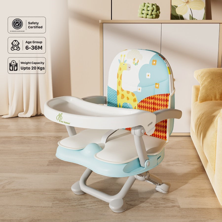 R for Rabbit Candy Pop Booster Chair - 4 Level Height Adjustment, Light Weight, Travel Friendly