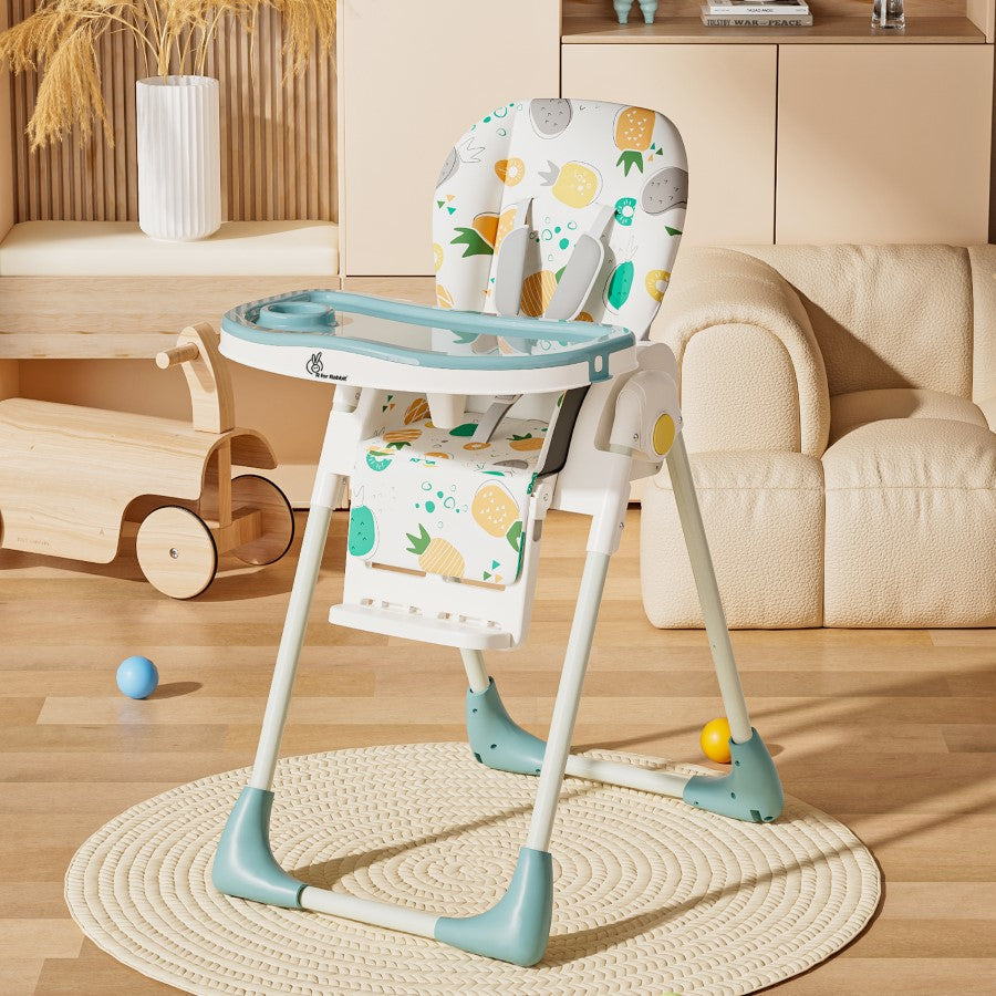 R for Rabbit Marshmallow Lite High Chair - 6 Level Height Adjustment, 3 Recline Modes, Adjustable & Removable Meal Tray