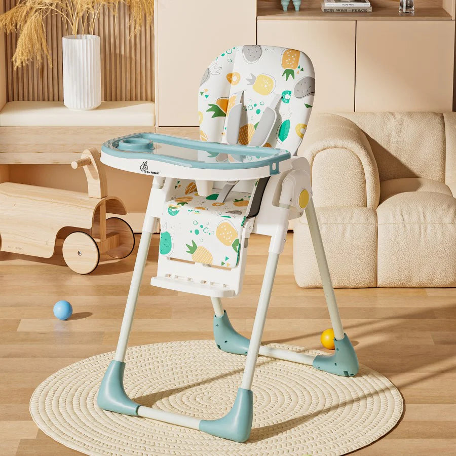 R for Rabbit Marshmallow Lite High Chair - 6 Level Height Adjustment, 3 Recline Modes, Adjustable & Removable Meal Tray