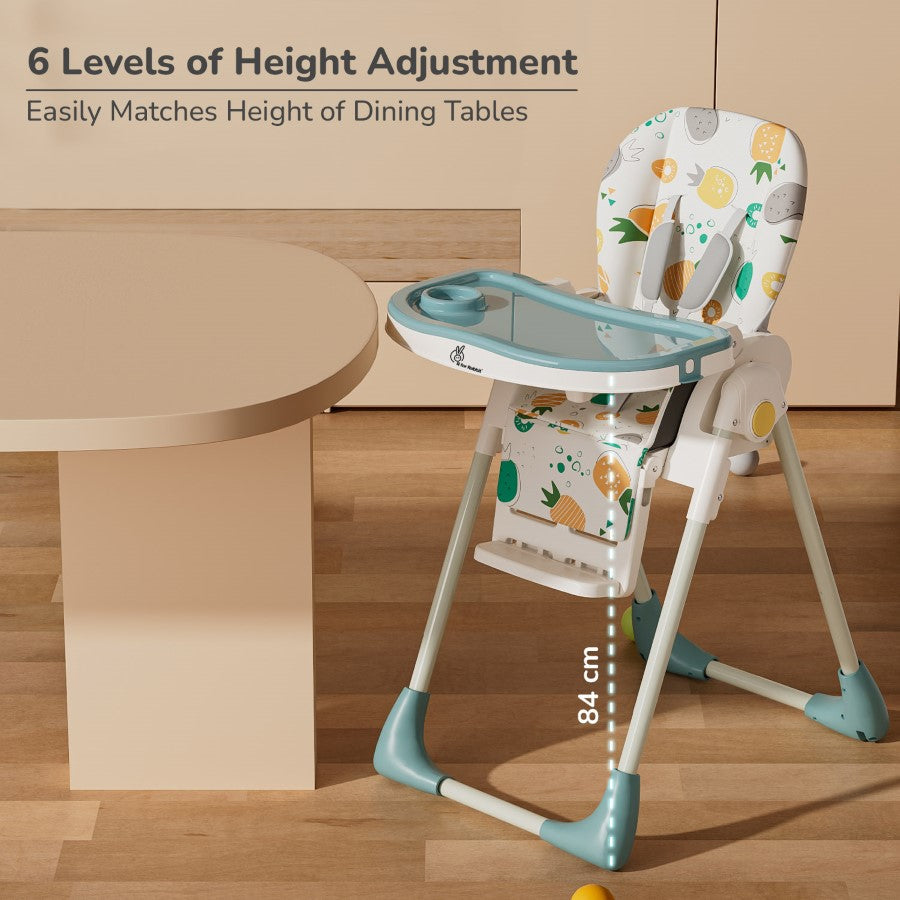 R for Rabbit Marshmallow Lite High Chair - 6 Level Height Adjustment, 3 Recline Modes, Adjustable & Removable Meal Tray