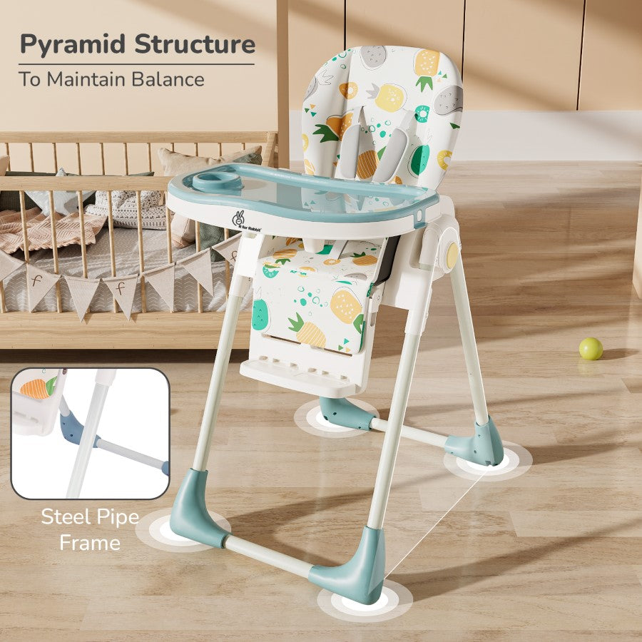 R for Rabbit Marshmallow Lite High Chair - 6 Level Height Adjustment, 3 Recline Modes, Adjustable & Removable Meal Tray