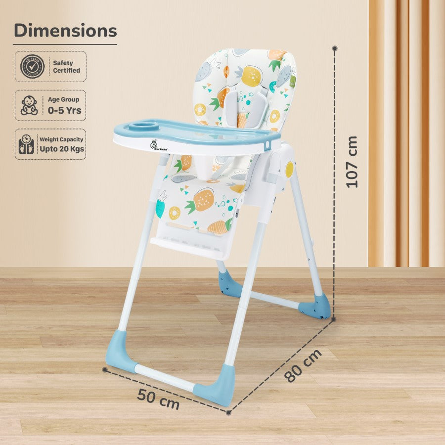 R for Rabbit Marshmallow Lite High Chair - 6 Level Height Adjustment, 3 Recline Modes, Adjustable & Removable Meal Tray