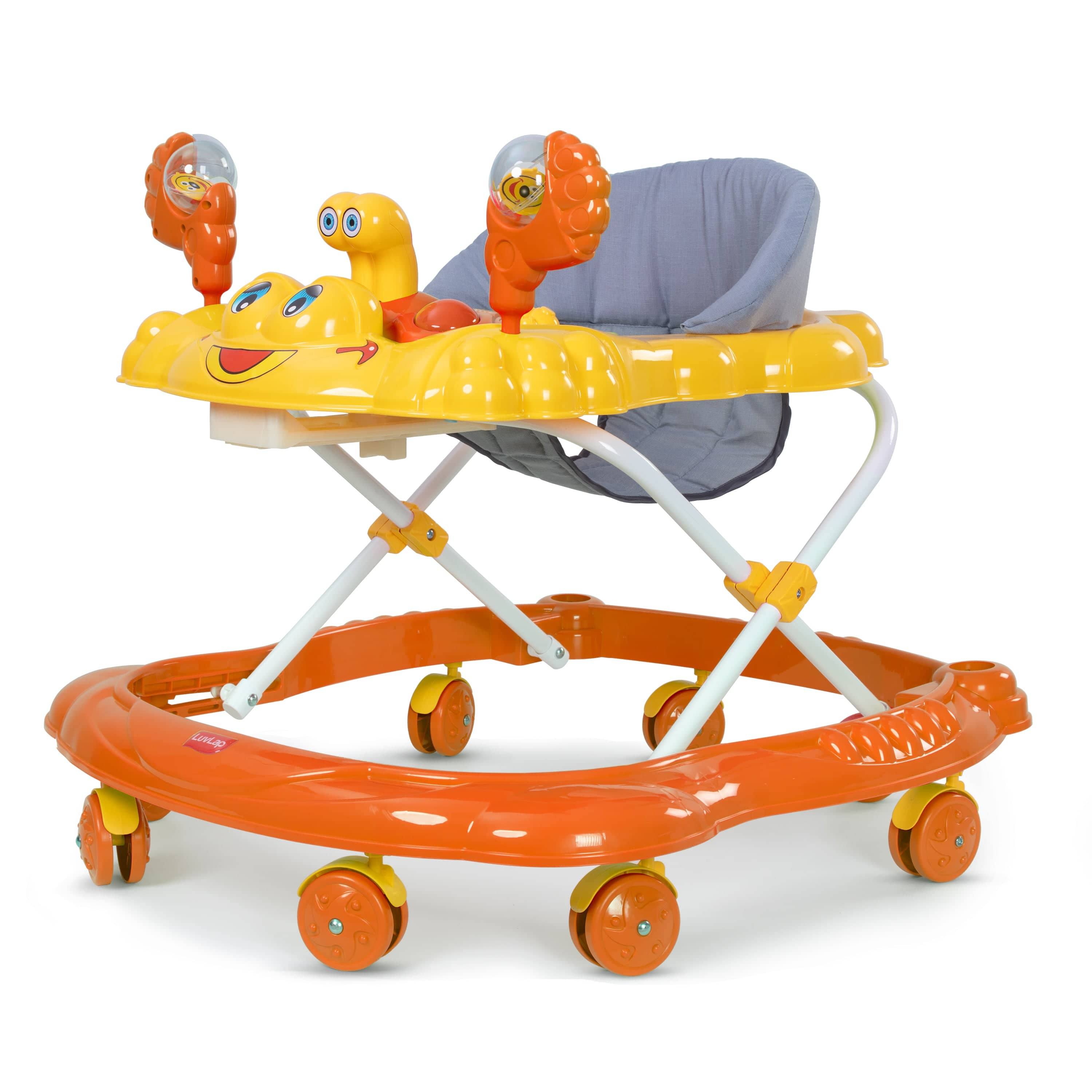 LuvLap Starshine Baby Walker 9+ Months | 3 Level Height Adjustment Walker/Advanced Baby Activity Walker, Orange