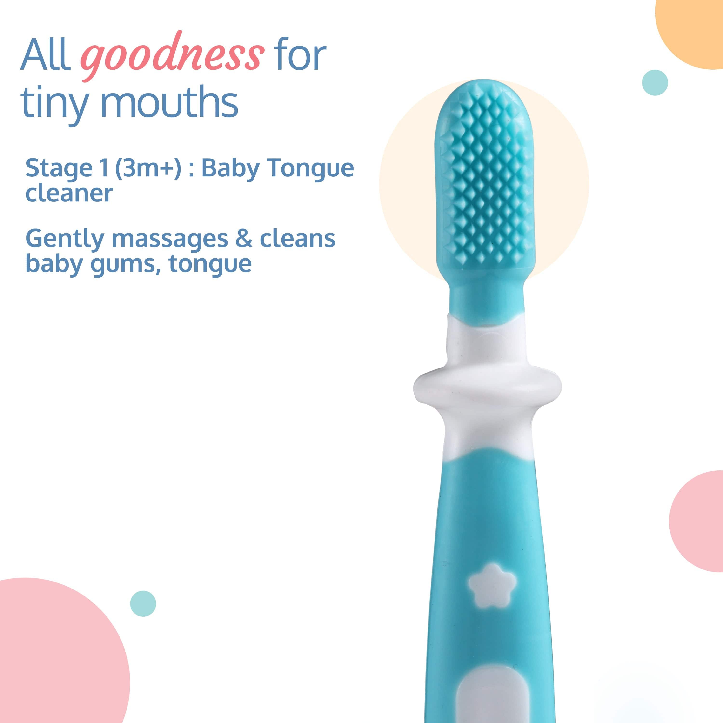 LuvLap Baby 3 Stage Training Toothbrush Set (Blue)