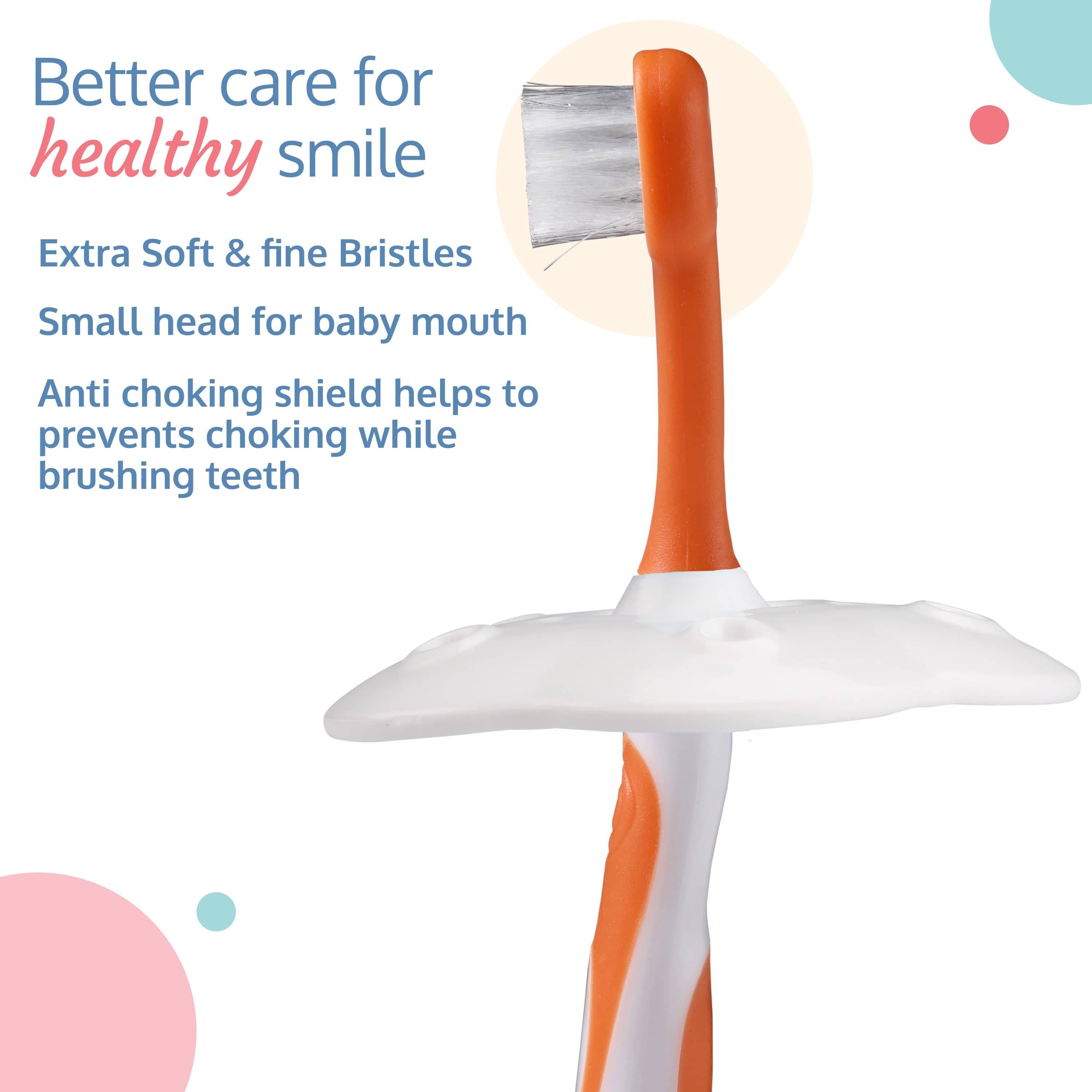 LuvLap Baby Training Toothbrush Set Of 3 (White/Orange)