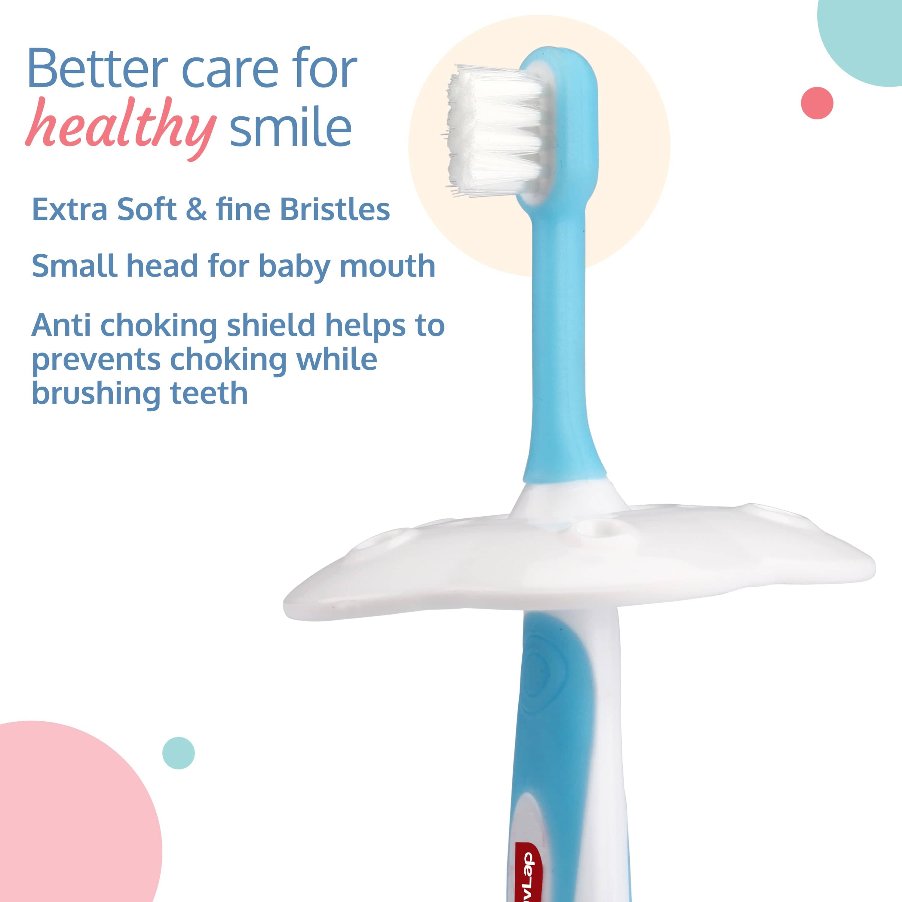 LuvLap Baby Training Toothbrush, 3 Pcs, (White/Blue)