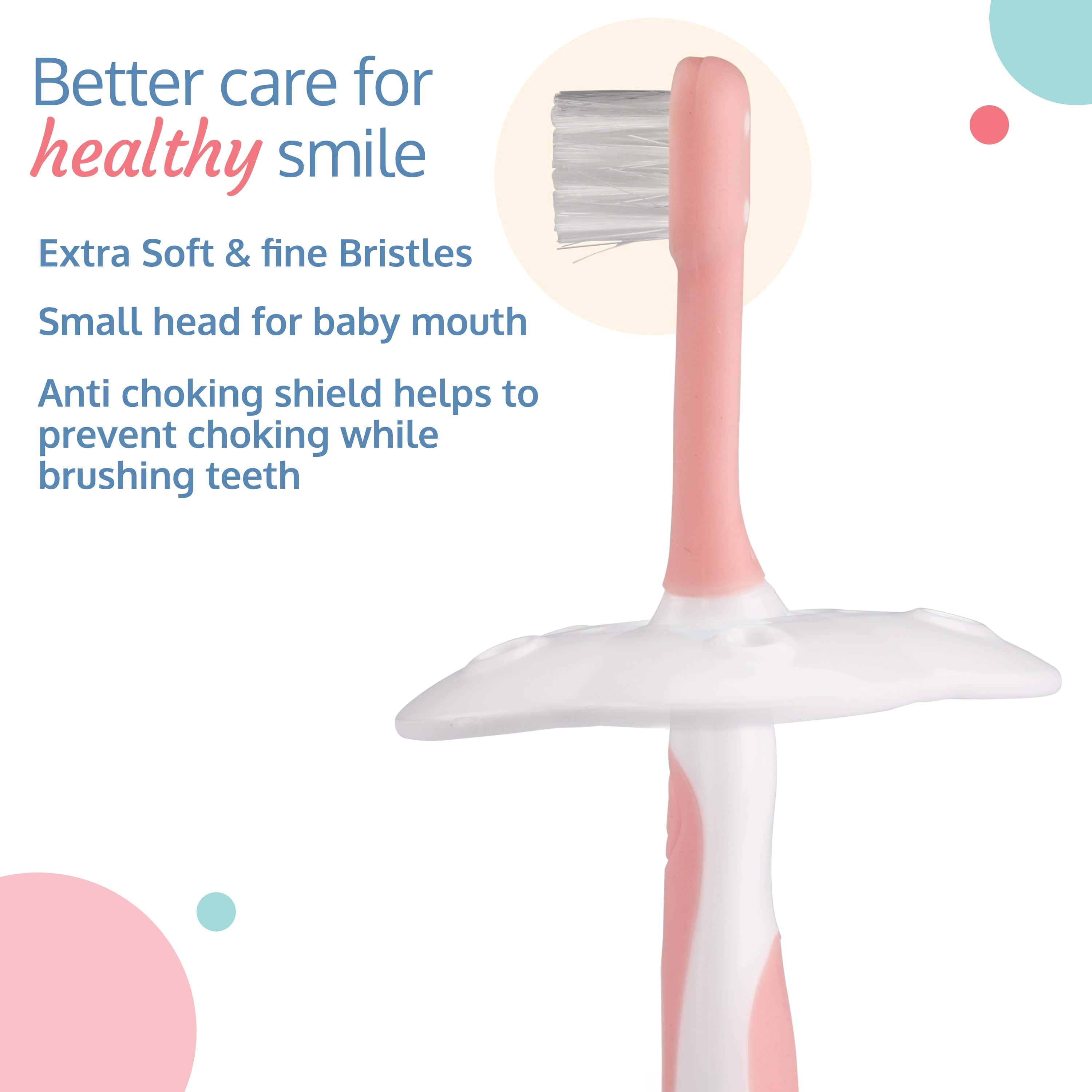LuvLap Baby Training Toothbrush Set (White/Pink)