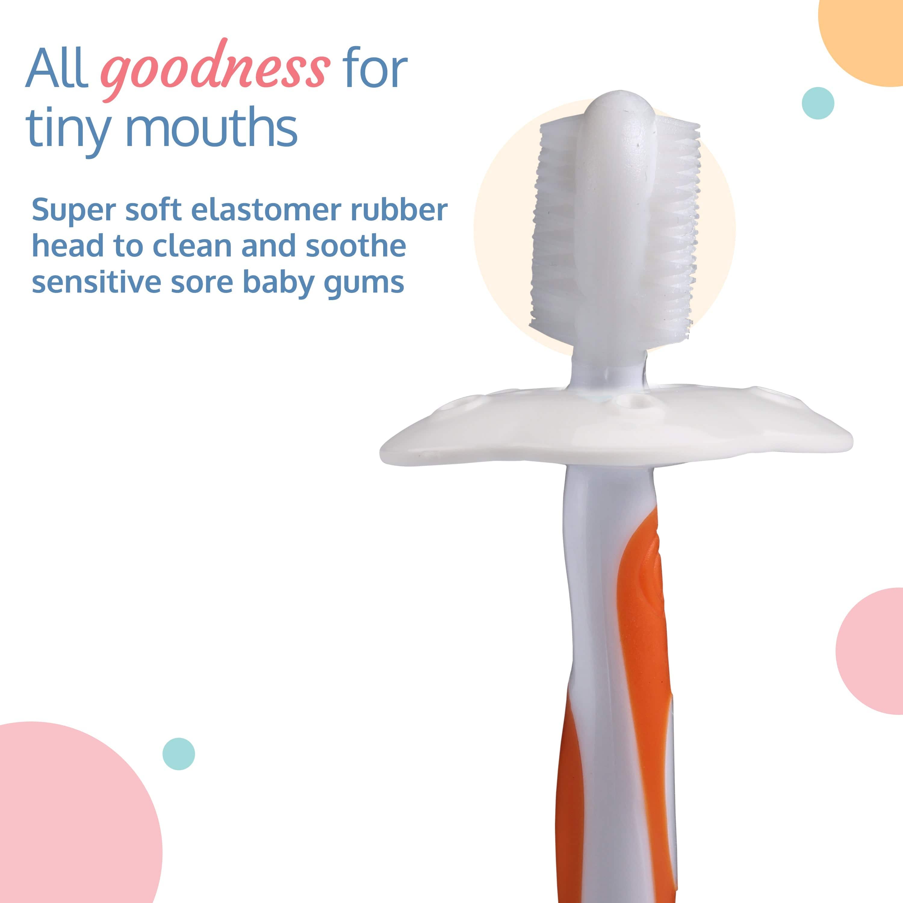 LuvLap Baby Training Toothbrush Set Of 3 (White/Orange)