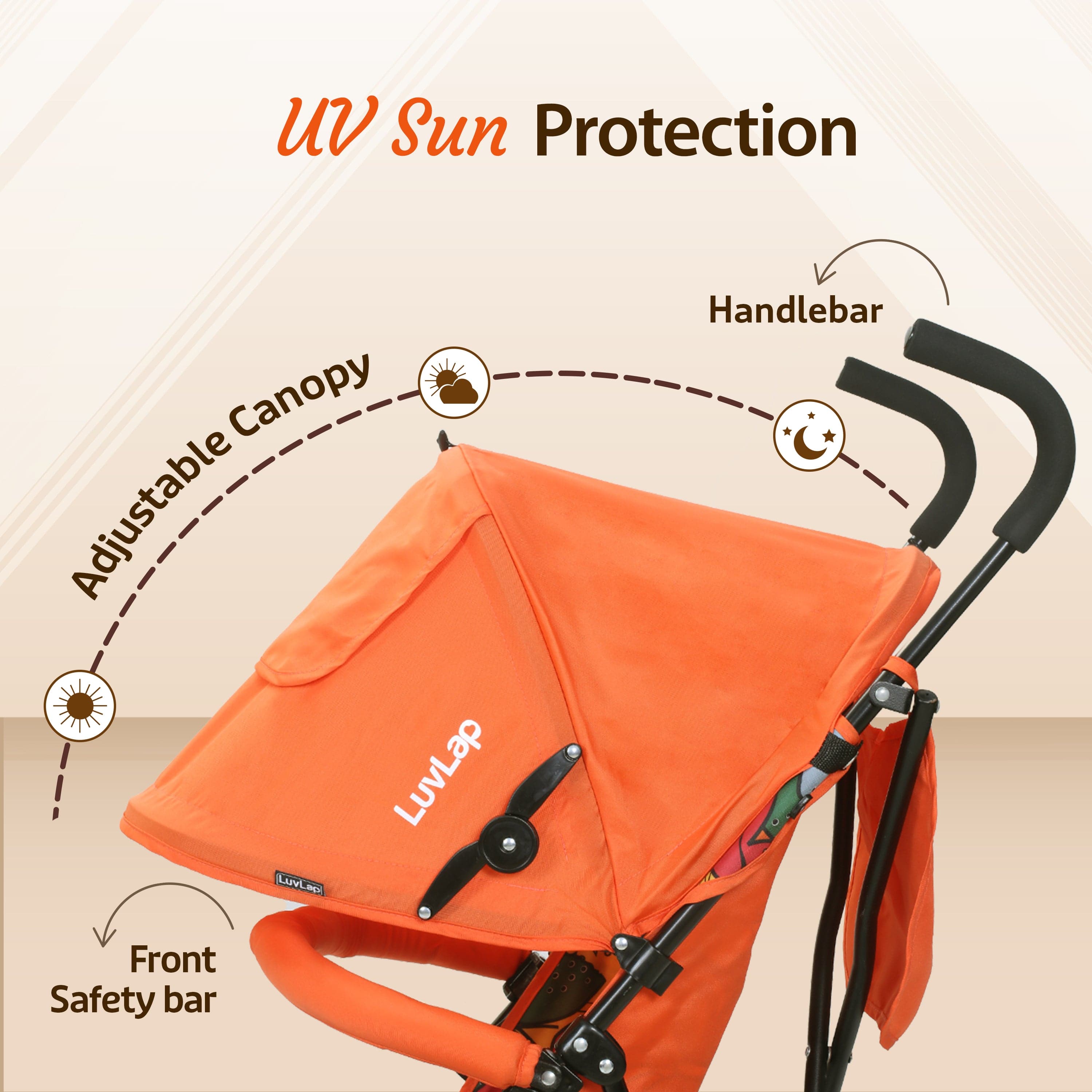 luvlap Tutti Frutti Baby Stroller Buggy, Orange