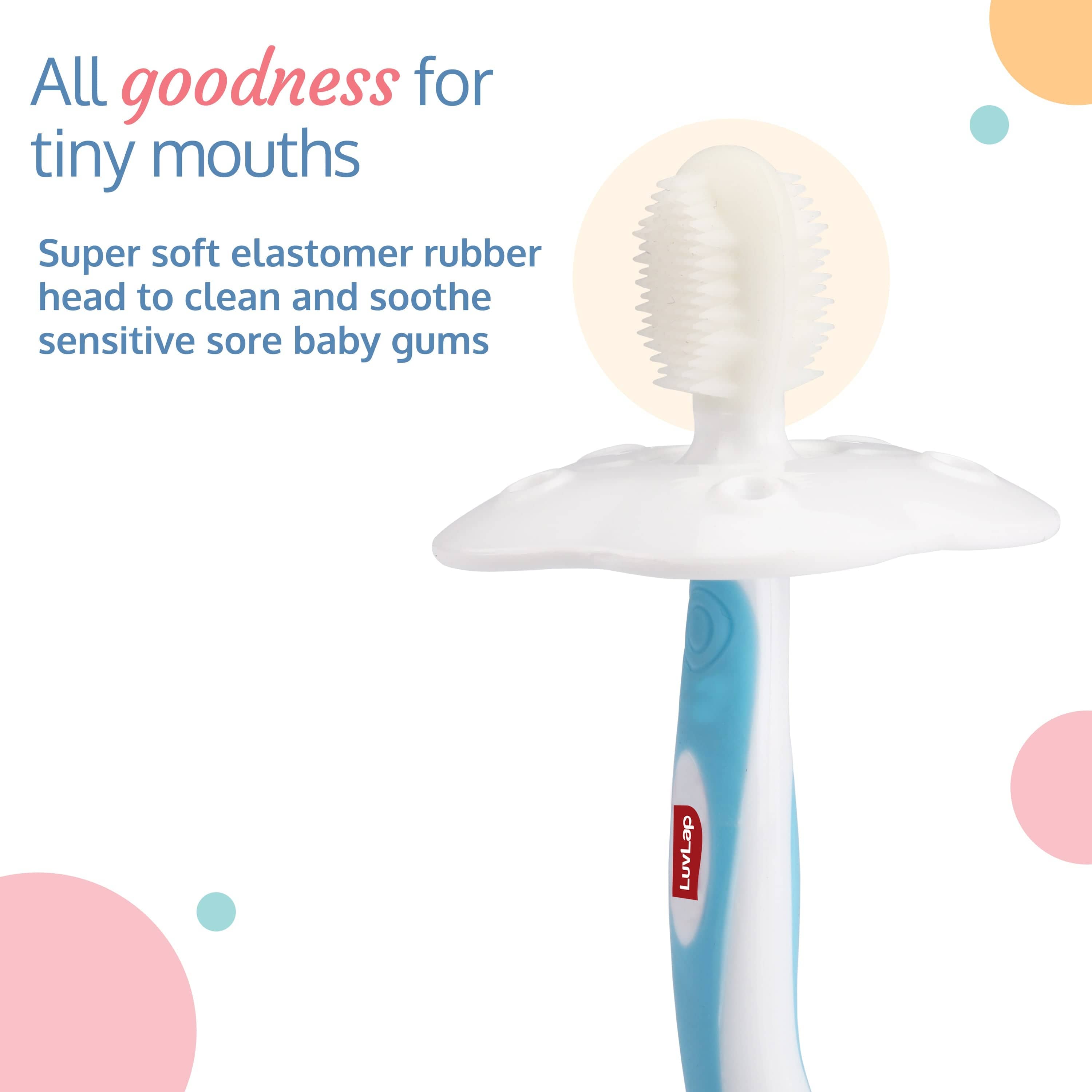 LuvLap Baby Training Toothbrush, 3 Pcs, (White/Blue)