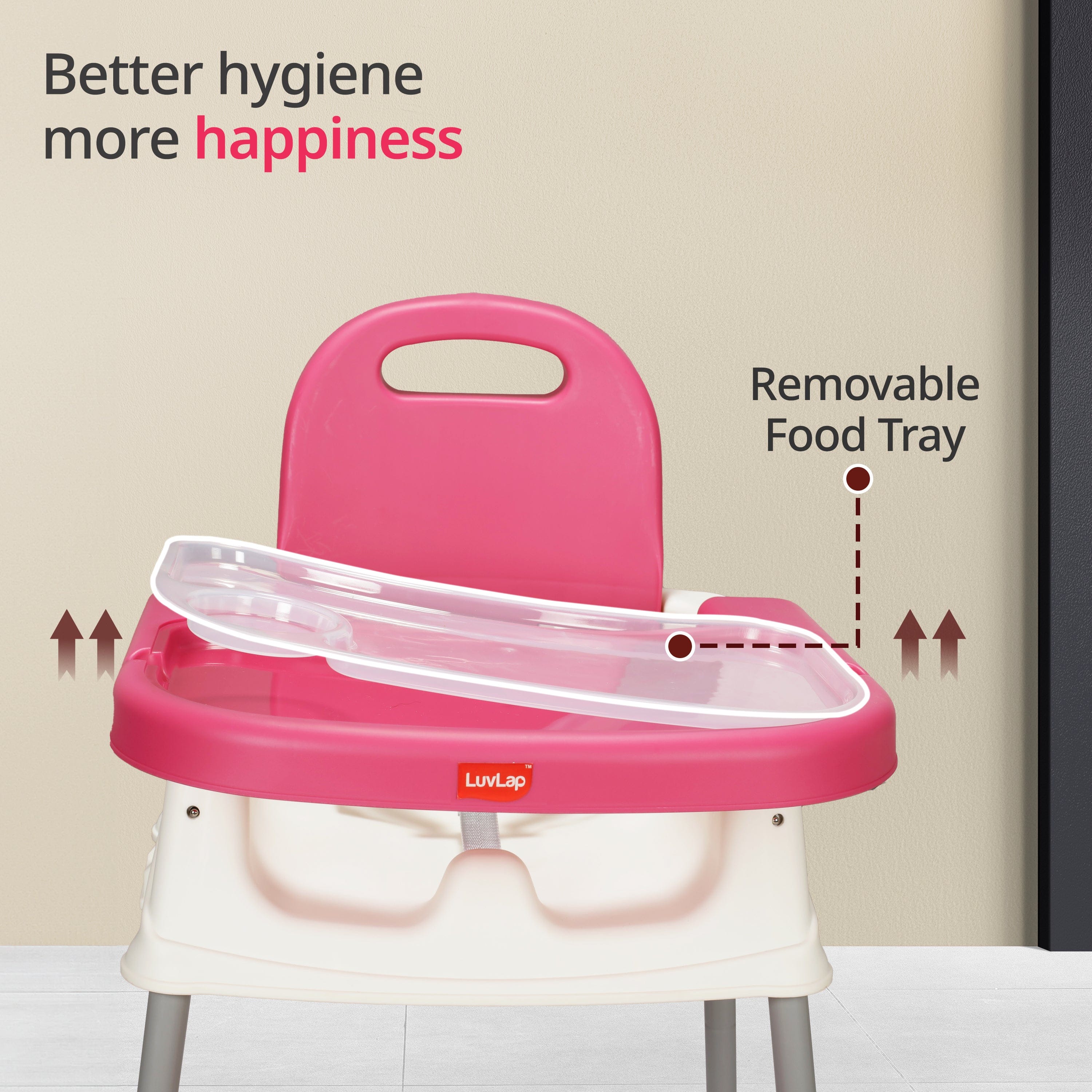 luvlap 4 in 1 Convertible Baby High Chair with footrest, Convertible to High Chair, Low Chair, & Booster Seat, Essential for Baby Feeding (Pink)